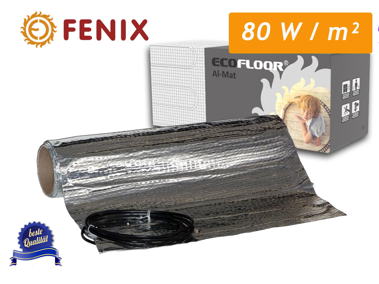 Montageset - Thermostat Fenix TFT - WIFI mit AL-MAT 80 W/m² für Laminat / Klickvinyl