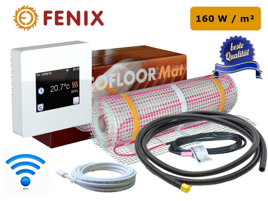 Thermostat Fenix TFT - WIFI mit Ecofloor 160 W/m² elektrischer Heizmatte für Fliesen